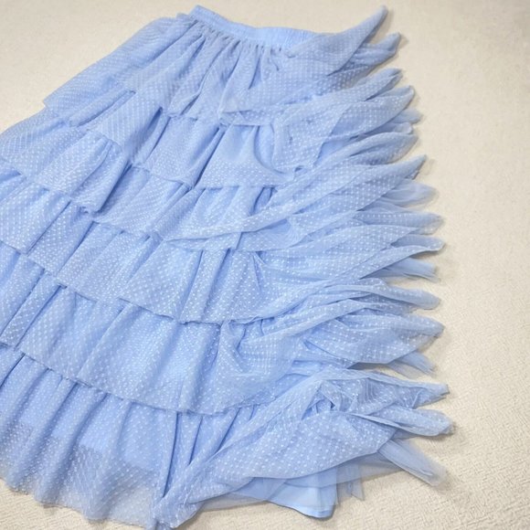 NWT HILL HOUSE HOME Small Pandora Tulle Midi Skirt Baby Blue Elastic Waist $250 - Picture 5 of 12